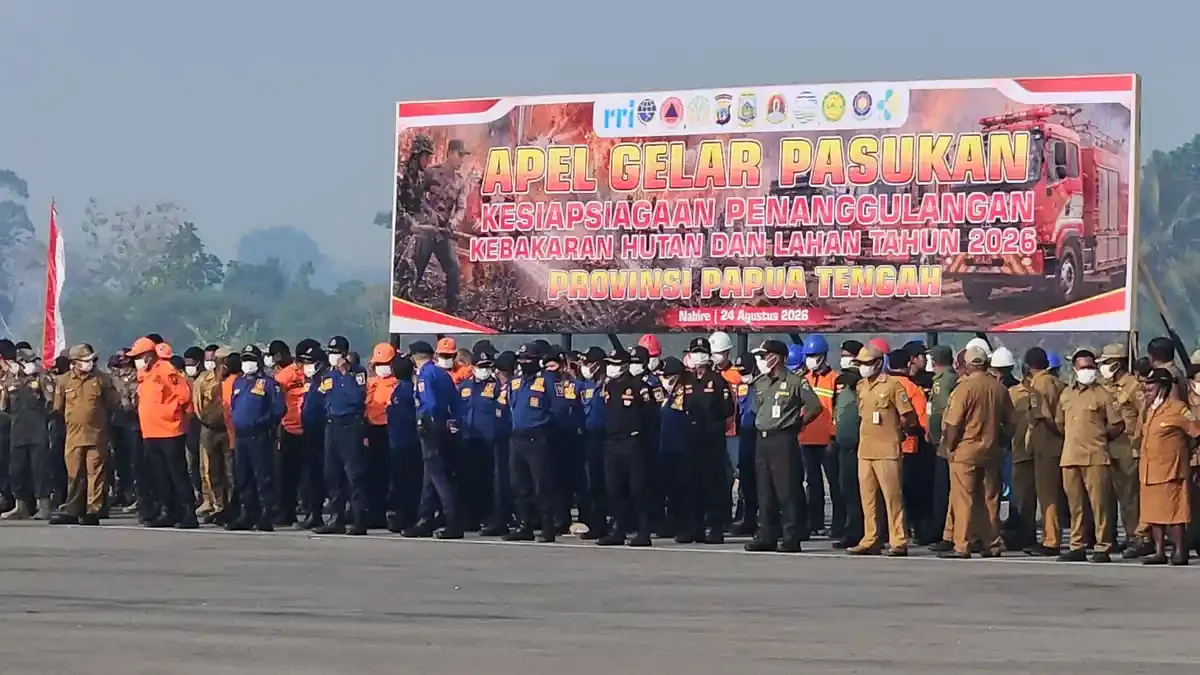 378 TITIK PANAS MENGEPUNG PAPUA TENGAH, PEMPROV GELAR APEL SIAGA BENCANA DAN SIAGAKAN ALUTSISTA KARHUTLA