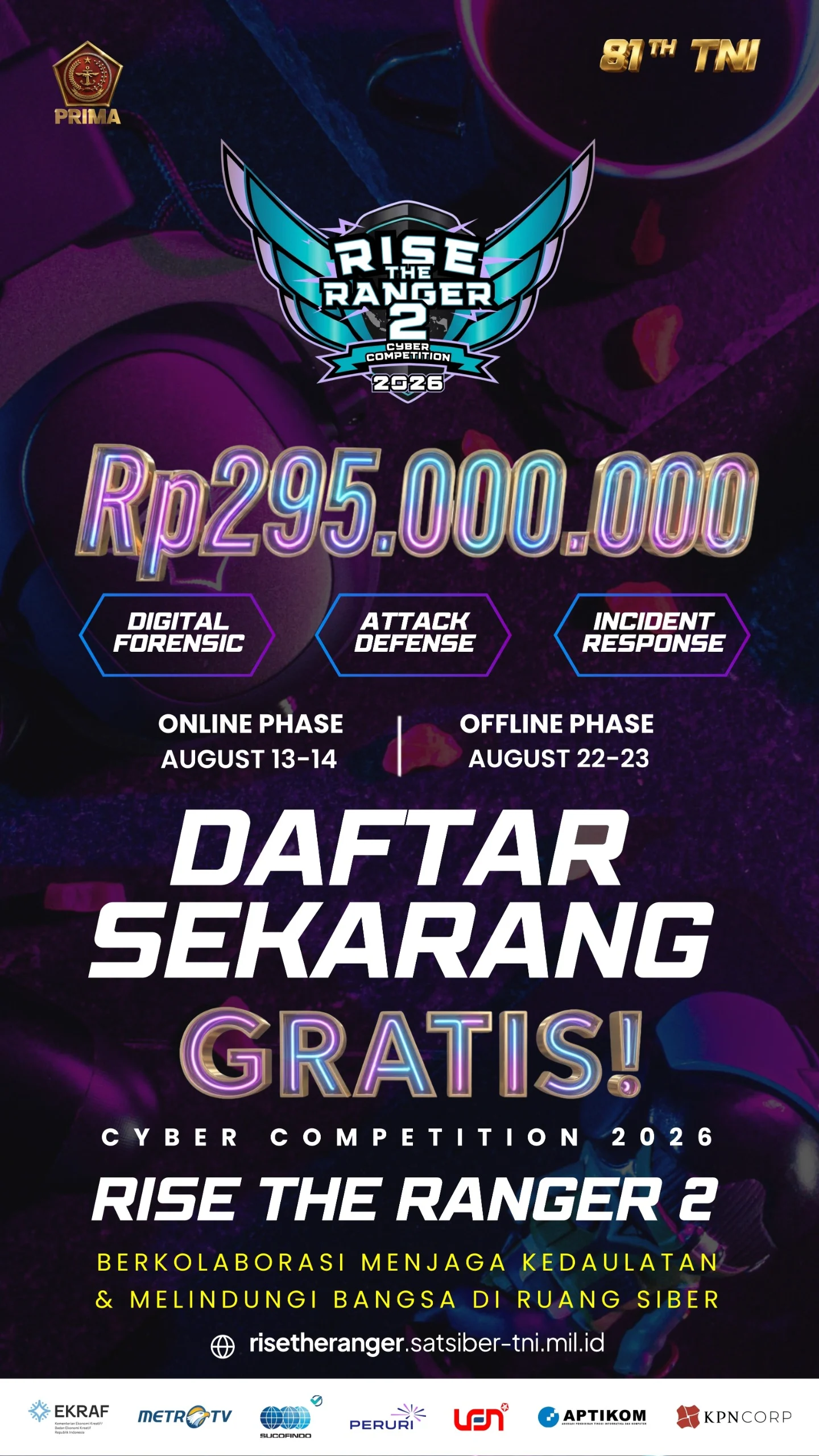KOMPETISI SIBER RISE THE RANGER 2, PELUANG BISA JADI PERWIRA DAN BINTARA TNI MELALUI GOLDEN TICKET