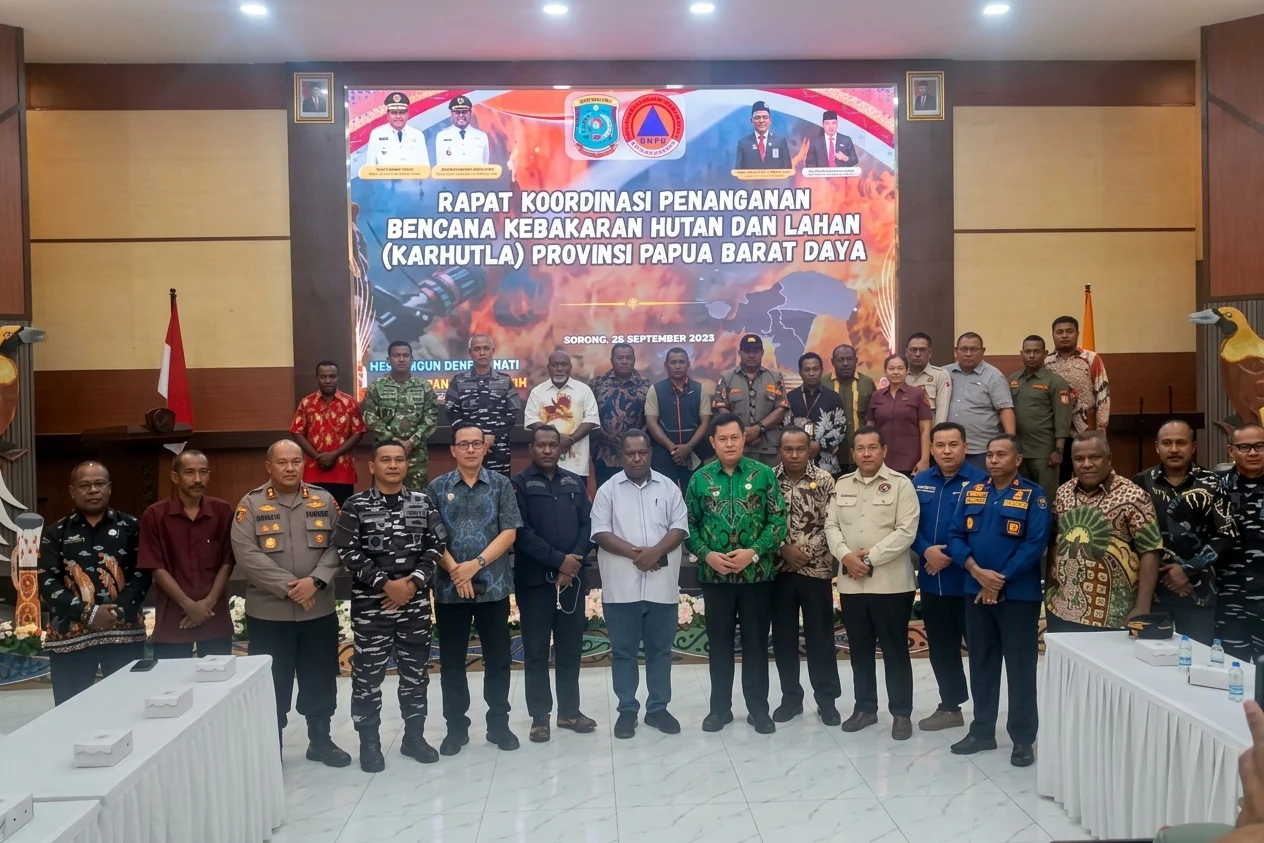 ANTISIPASI DAMPAK PARIWISATA DAN KRISIS AIR BERSIH, PEMPROV PAPUA BARAT DAYA PERKUAT KOORDINASI PENANGANAN KARHUTLA LINTAS DAERAH