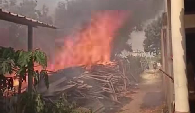GUDANG JAMUR DI PALIMANAN CIREBON LUDES TERBAKAR, DIDUGA DIPICU BAKAR POHON PISANG KERING